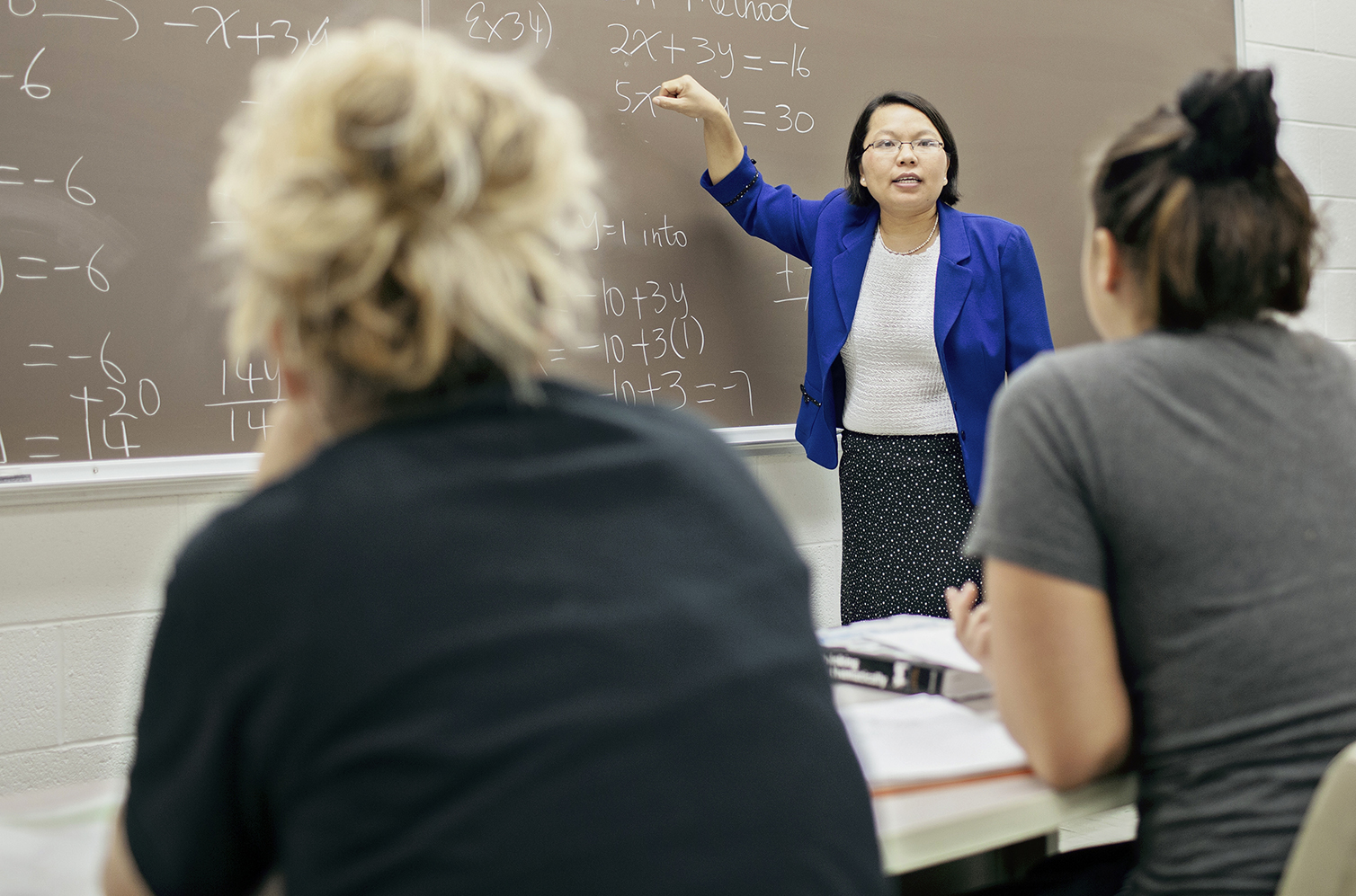 teacher in class in front of students