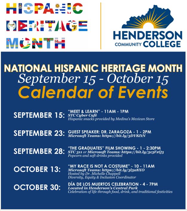 hispanic heritage month calendar of events