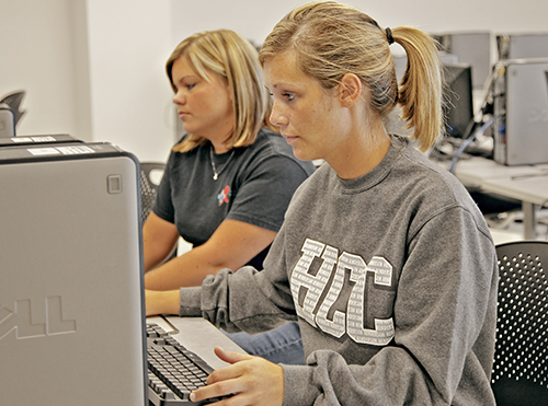 two students at a computer