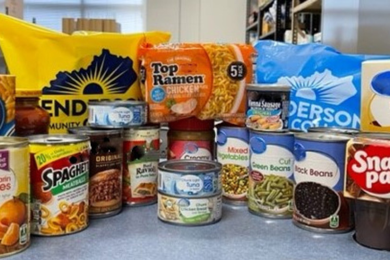 packages of soup and beans and other groceries