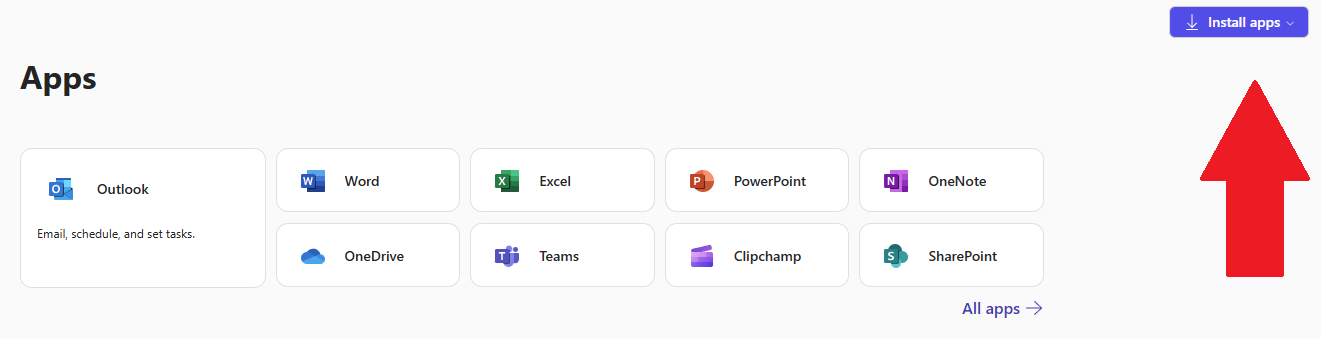 Office 365 installation page screenshot